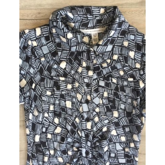 Diane von Furstenberg- Blue & Black Silk Dress - Picture 3 of 4